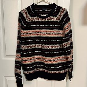 J. Crew Fairisle Crewneck Dark Blue Size Large
